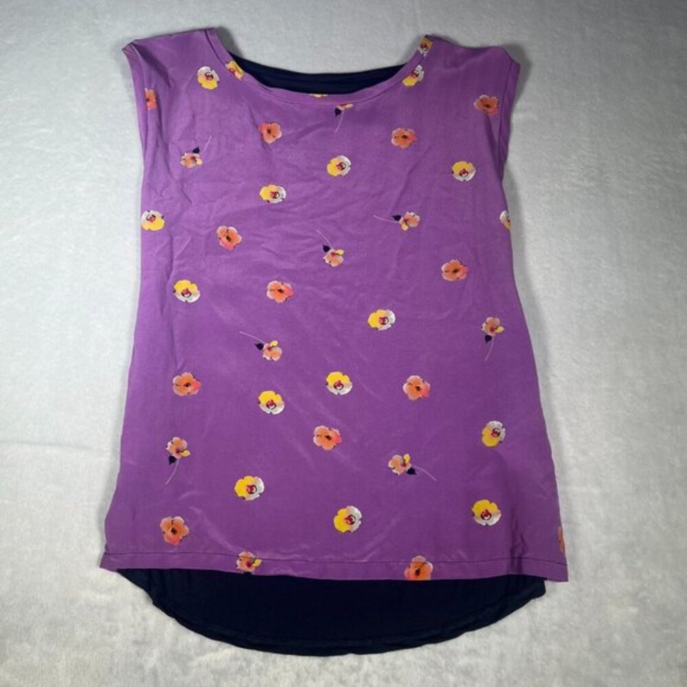 Madewell Tank Top Womens S Purple Floral Silk Front Sleeveless Blouse Boho y2k